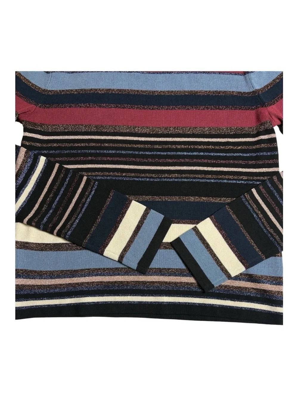 Veronica Beard Palmas Multicolored Metallic Striped Sweater Sz Small Cropped EUC